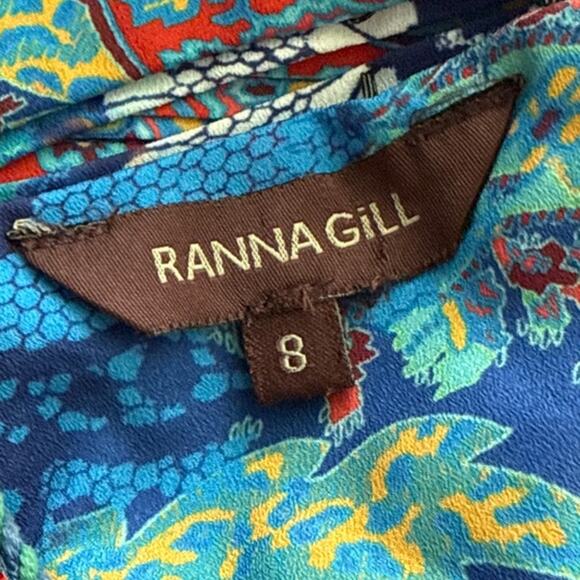 Ranna Gill Anthropologie Jewel Embellished Pleated Boteh Maxi Dress Multi Size 8 - Picture 9 of 15
